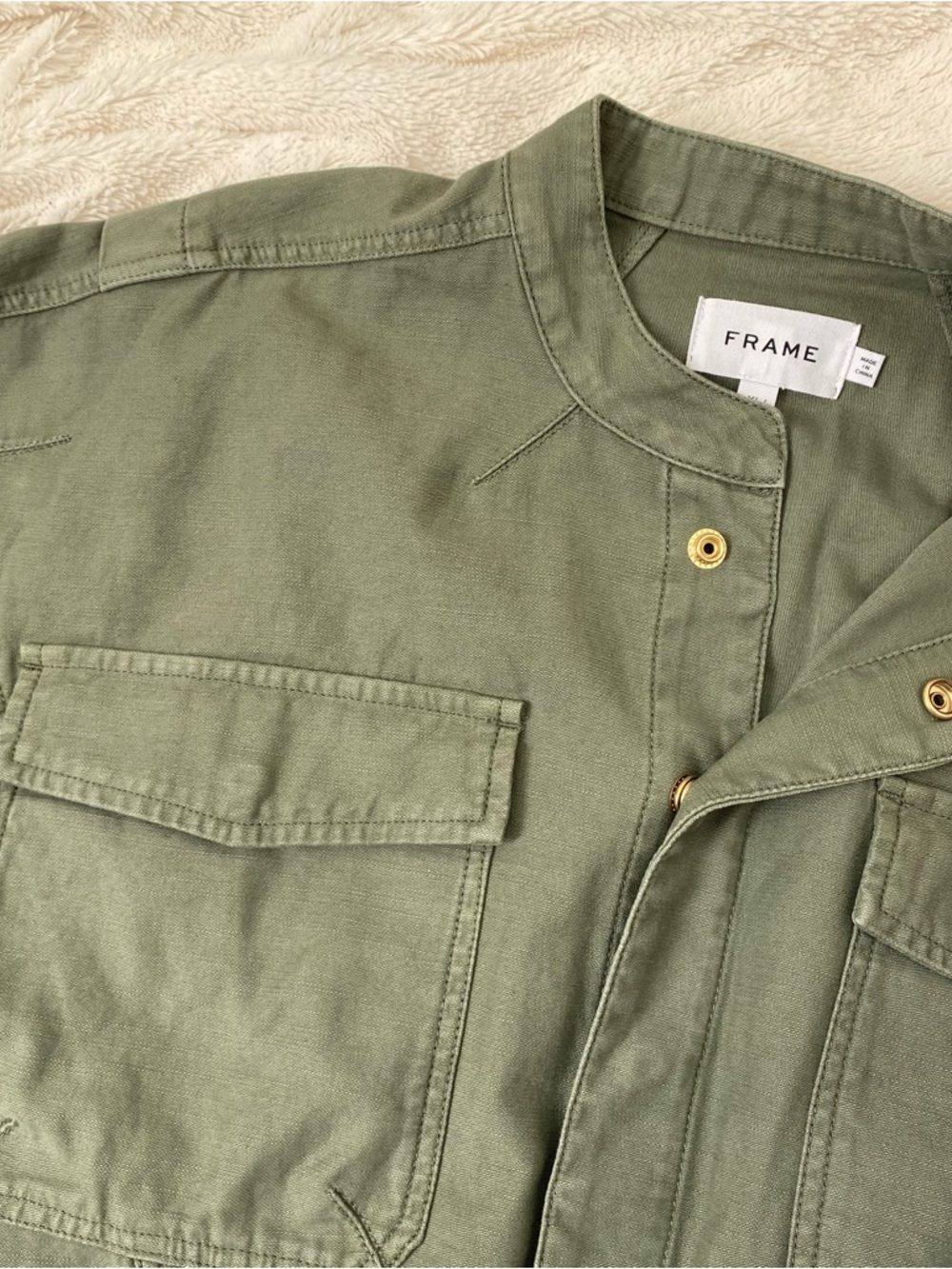 FRAME Twisted Utility Shirt Dress sage green Sz XL - Picture 7 of 10